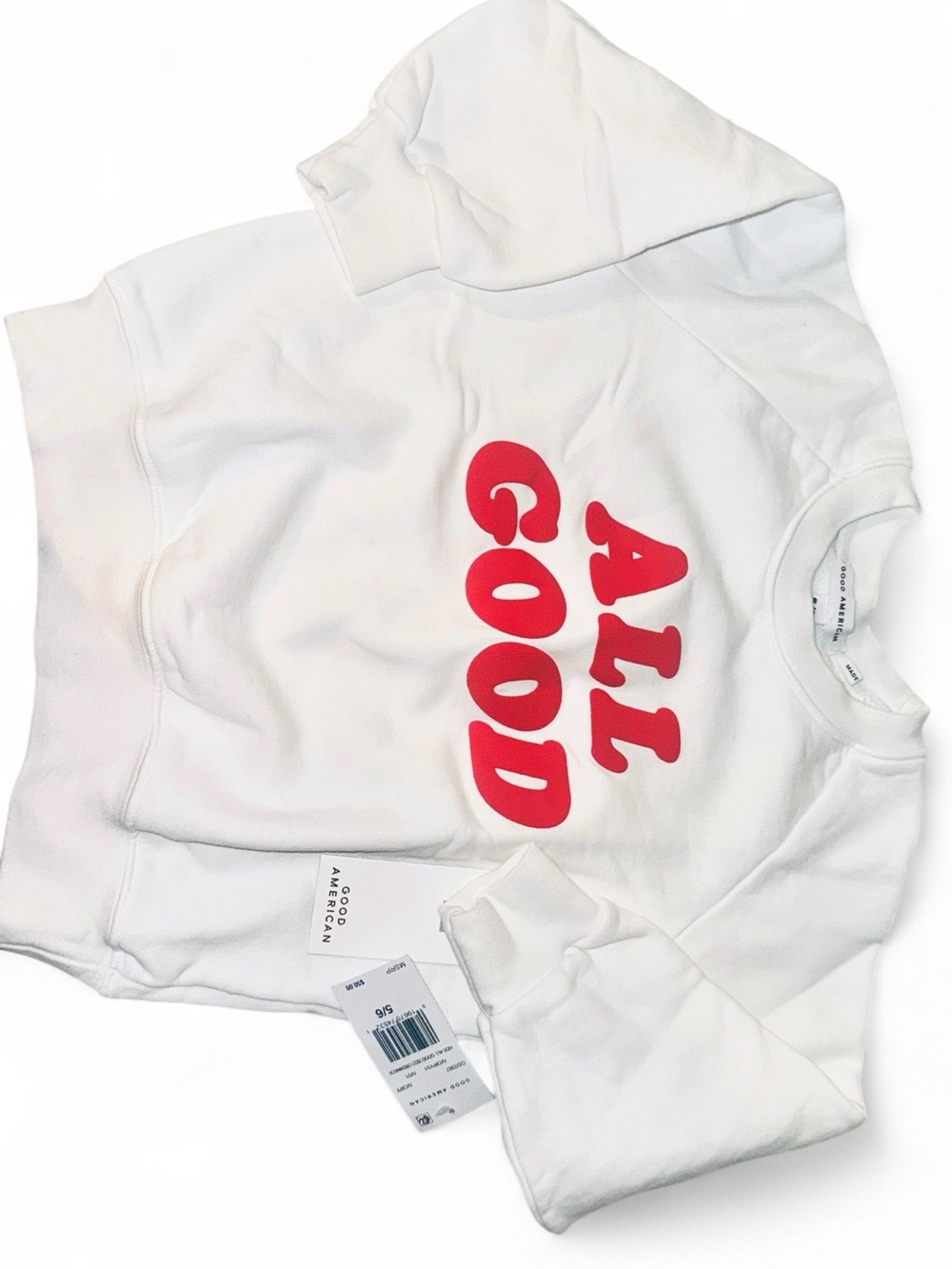 Good American Kids "All Good" Crewneck Sweatshirt